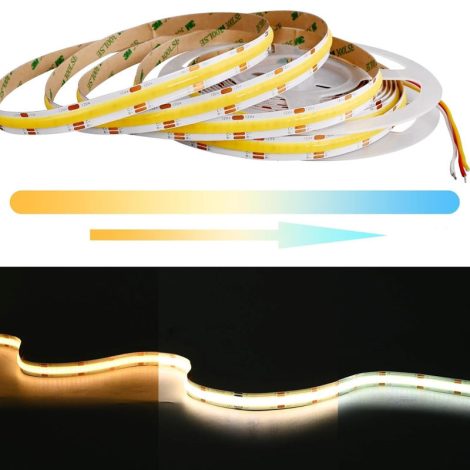 10W+10W 3-Wire Dual White LED Strip, 576LEDs/m, 8mm, 24V, 20.83mm Cut, 2700K-6500K, 5m/Reel 001 Enlarged Image