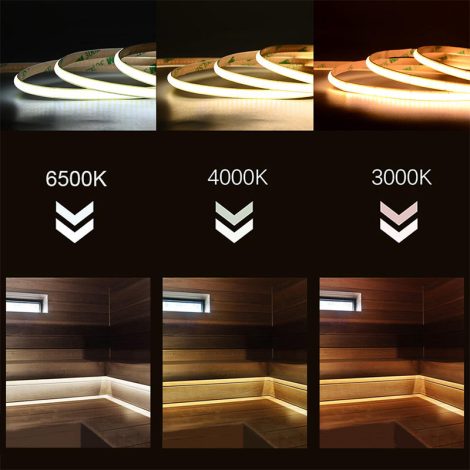 0.5M 384LEDs/m 3mm LED Strip, 7W/M, 24V, 41.66mm Cut, 3000K Warm White, CRI90 005 Enlarged Image