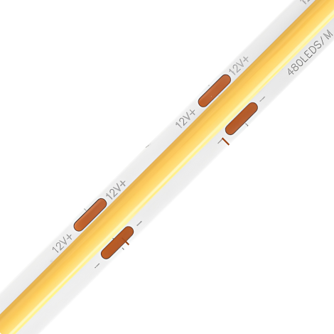 0.5M High Efficacy LED Strip, 480LEDs/m, 8mm,12V, 9.5W/M, 25mm Cut, 3000K Warm White, CRI90, 115LM/W 000 Enlarged Image