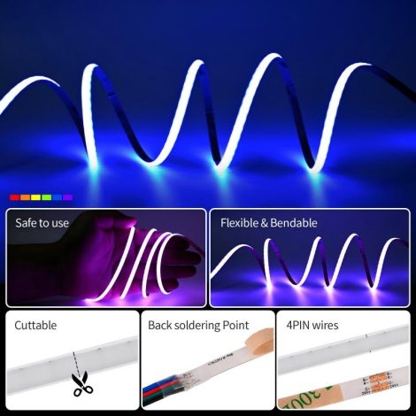 0.5M RGB LED Strip, 576LEDs/m, 5mm Width, 5V, 10W/M, 20.83mm Cut, Static Color 005 Enlarged Image